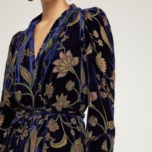 bcbg floral velvet burnout wrap dress